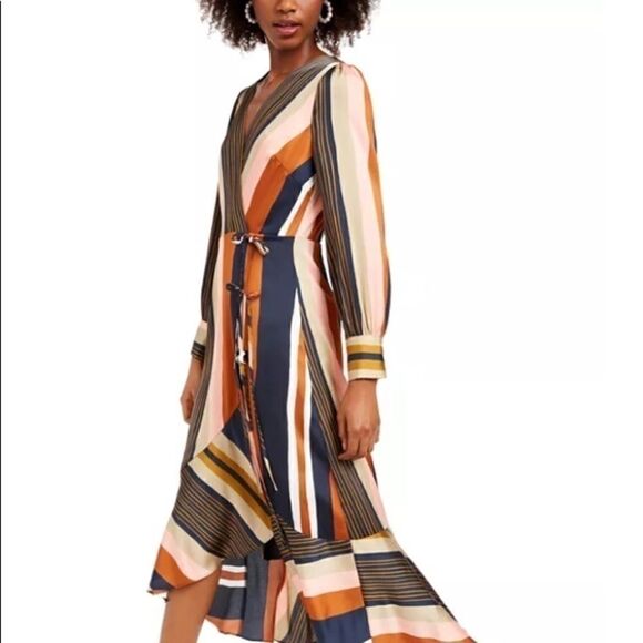 Foxiedox Colorful Striped Faux-Wrap Dress - Picture 4 of 8